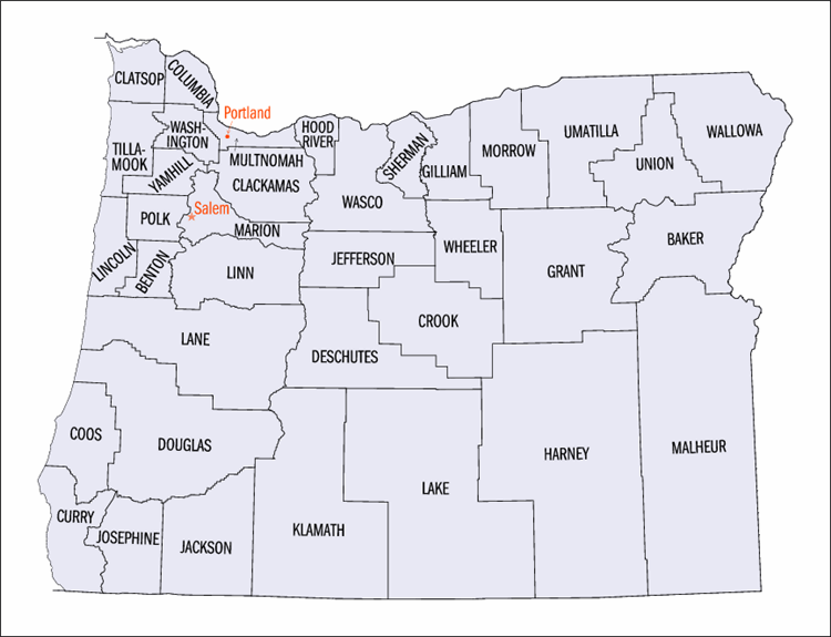 View Map of Oregon Counties. Please click a link below to view another 