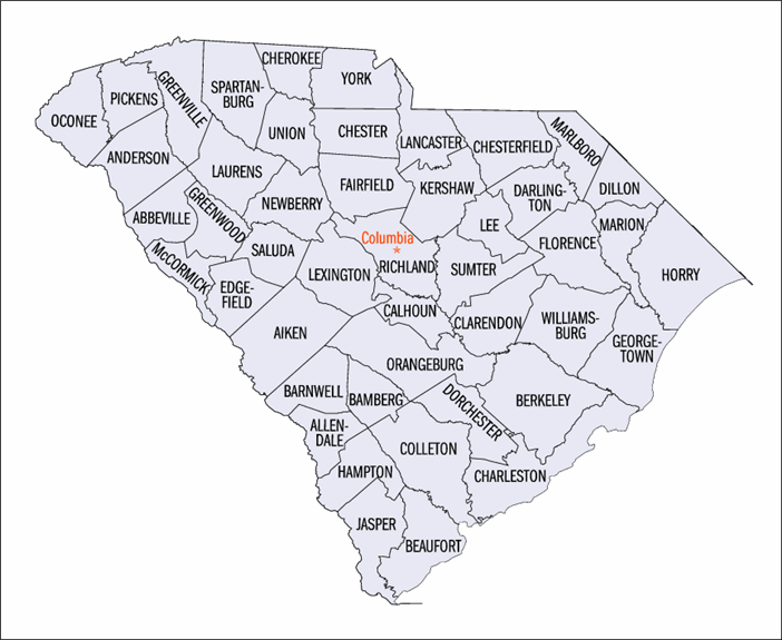 View Map of South Carolina Counties. Please click a link below to view 