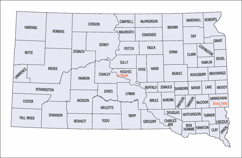 View Map of South Dakota